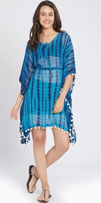 Women's turquoise blue printed kaftan Cover up Dress MYN-PE