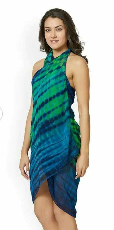 LAK LUUM Fashion Women Blue &amp; Green Dyed Sarong MYN-TE