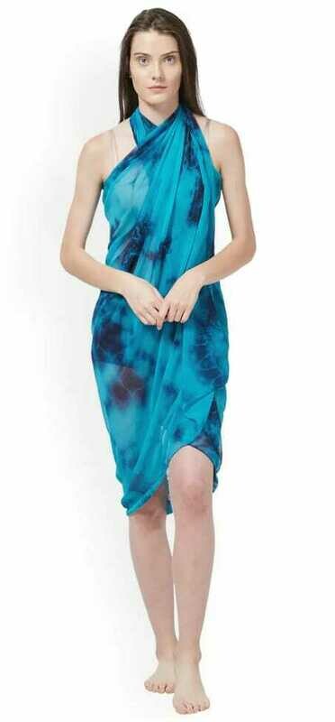 LAK LUUM Fashion Women Turquoise Blue Dyed Sarong MYN-EA