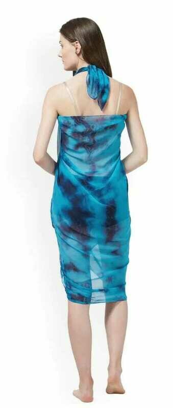 LAK LUUM Fashion Women Turquoise Blue Dyed Sarong MYN-EA