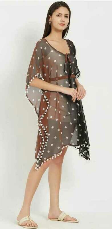 LAK LUUM Fashion Women Brown Printed Kaftan Cover-Up Dress  MYN-EL