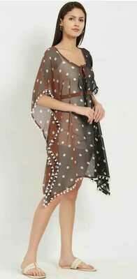 LAK LUUM Fashion Women Brown Printed Kaftan Cover-Up Dress  MYN-EL