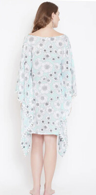 Women Blue Printed Kaftan Cover-Up Dress  MYN-PP