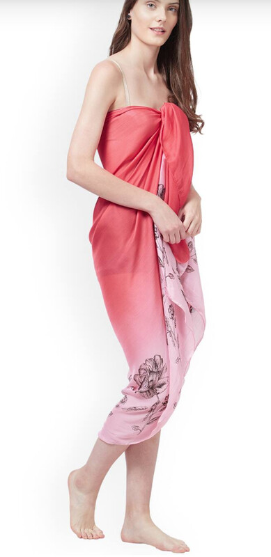 LAK LUUM Fashion Women Pink Floral Print Sarong  MYN-EA