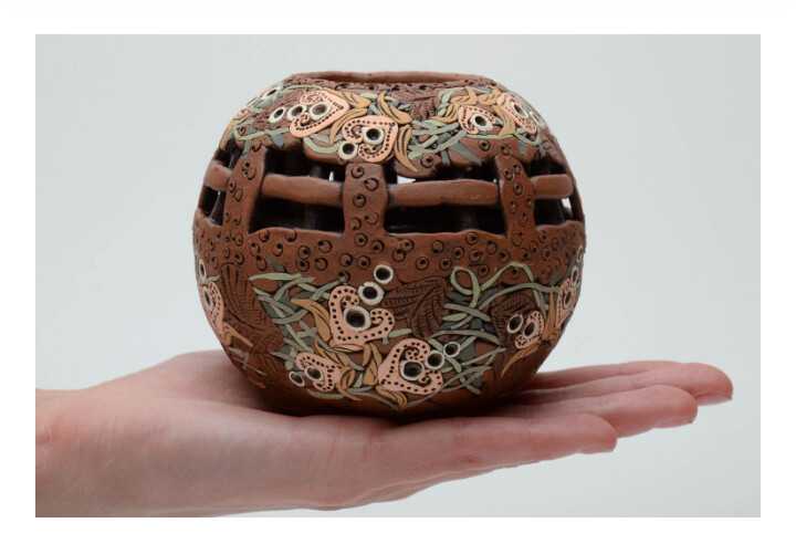 Bright clay candle holder MH-RI