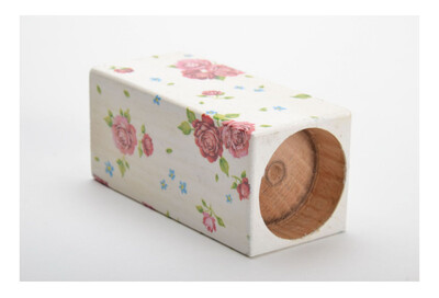 Decoupage wooden candle holder MH-RO