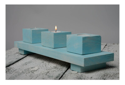 Painted wooden holder for three candles MH-RB