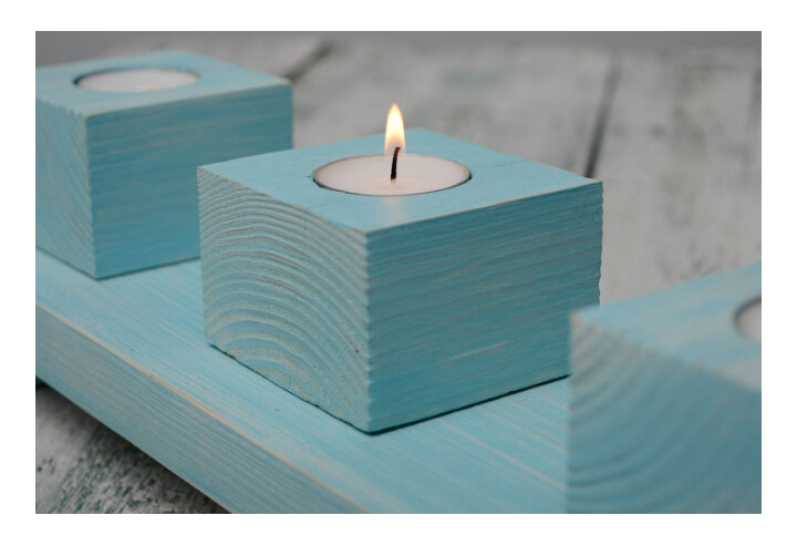 Painted wooden holder for three candles MH-RB