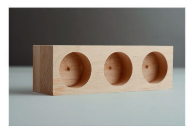Wooden blank holder for three candles MH-PE