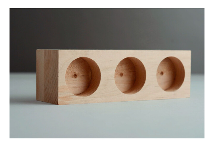 Wooden blank holder for three candles MH-PE