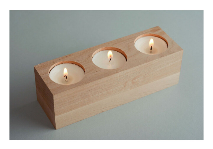 Wooden blank holder for three candles MH-PE
