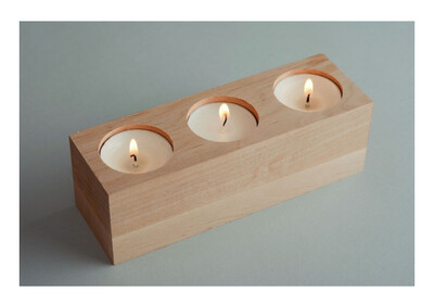 Wooden blank holder for three candles MH-PE