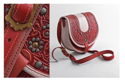 Leather bag with stamping MY-TI