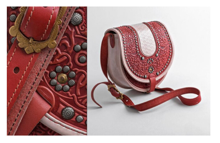 Leather bag with stamping MY-TI