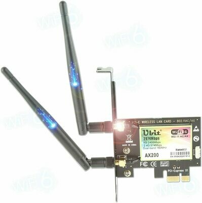 Ubit WiFi 6 Card for PC | Wireless PCIe WiFi Card | Max 3000Mbps with Bluetooth 5.1 | Intel AX200 Chip,MU-MIMO,OFDMA,Ultra-Low Latency | 802.11AX Dual-Band PCI-E Card (for Windows 10, 64-bit Only) Ubit WiFi 6 Card for PC | Wireless PCIe WiFi Card | Max 3000Mbps with Bluetooth 5.1 | Intel AX200 Chip,MU-MIMO,OFDMA,Ultra-Low Latency | 802.11AX Dual-Band PCI-E Card (for Windows 10, 64-bit Only)