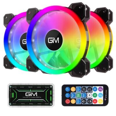 GIM KB-23 RGB Case Fans - 3 Pack 120mm Quiet Computer Cooling PC Fans, 5V ARGB Addressable Motherboard SYNC or Wireless Controller,Speed Adjustable with Fan Control Hub GIM KB-23 RGB Case Fans - 3 Pack 120mm Quiet Computer Cooling PC Fans, 5V ARGB Addressable Motherboard SYNC or Wireless Controller,Speed Adjustable with Fan Control Hub