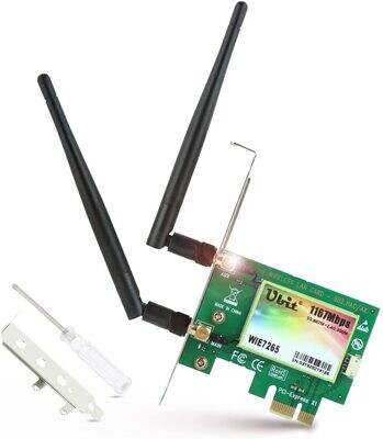 Ubit Gigabit AC 1200Mbps PCIe Wireless WiFi + Bluetooth Card - 802.11 AC Dual-Band WiFi Card Dual-Band 5Ghz-867Mbps/2.4Ghz-300Mbps Network Card