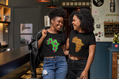 Kente Africa Women’s Crop Tee : African Kente Print T Shirt