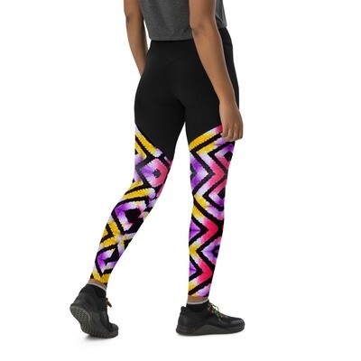 African Tie Dye Compression Sports Leggings | LUX Collection | African Print Leggings