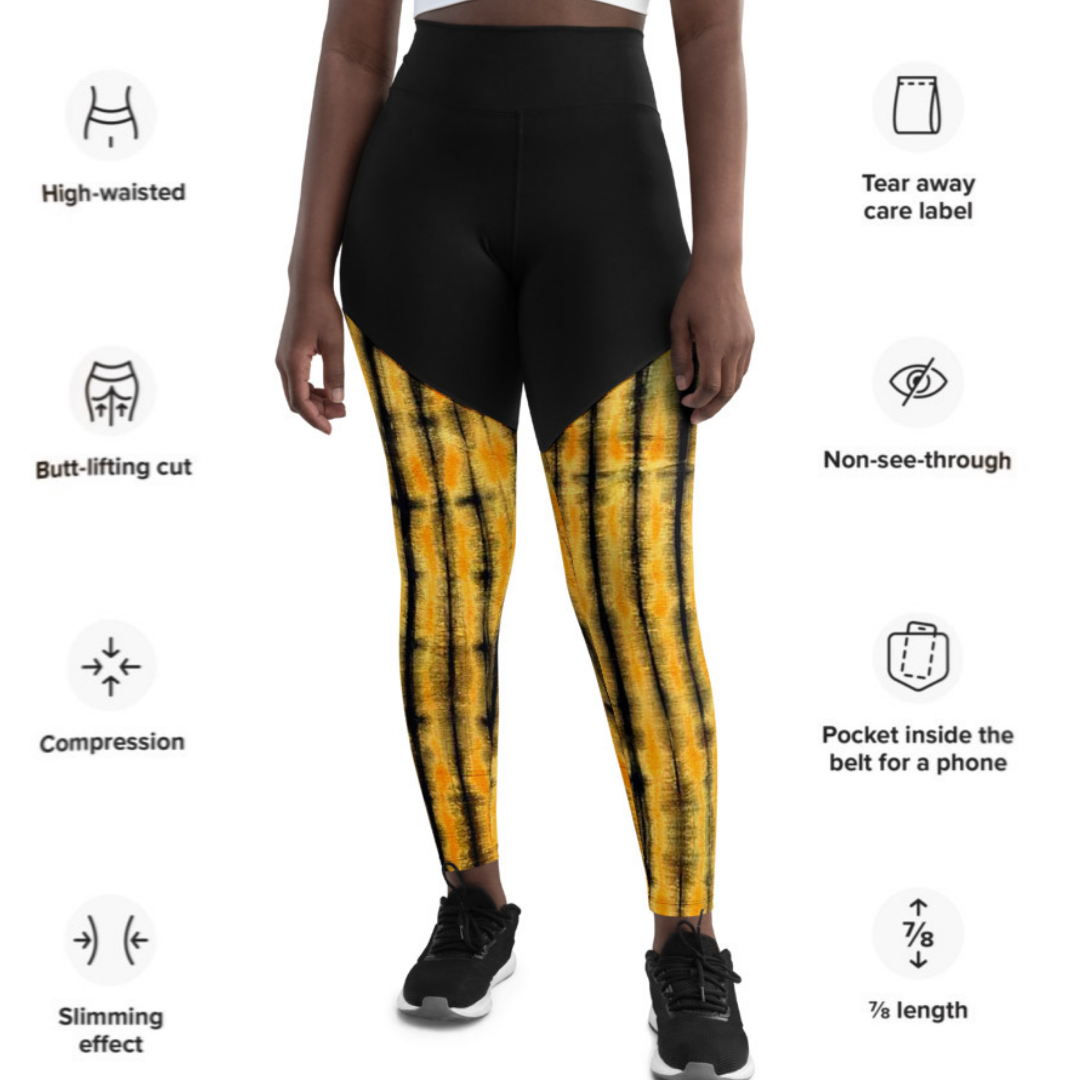 African Tie Dye Compression Sports Leggings | LUX Collection | African Print Leggings