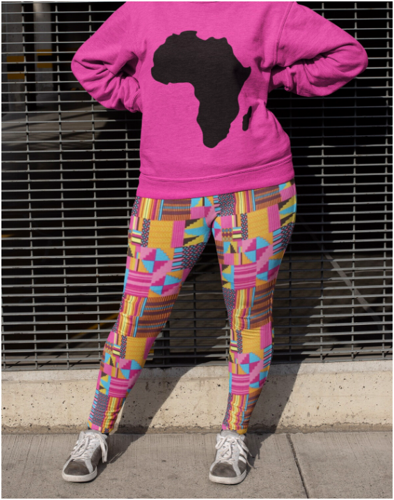 Serwa Kente Plus Size Leggings 2XL-6XL | African Print Leggings | High Waist Leggings