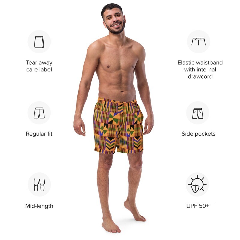 Kente African Print Swim Trunks