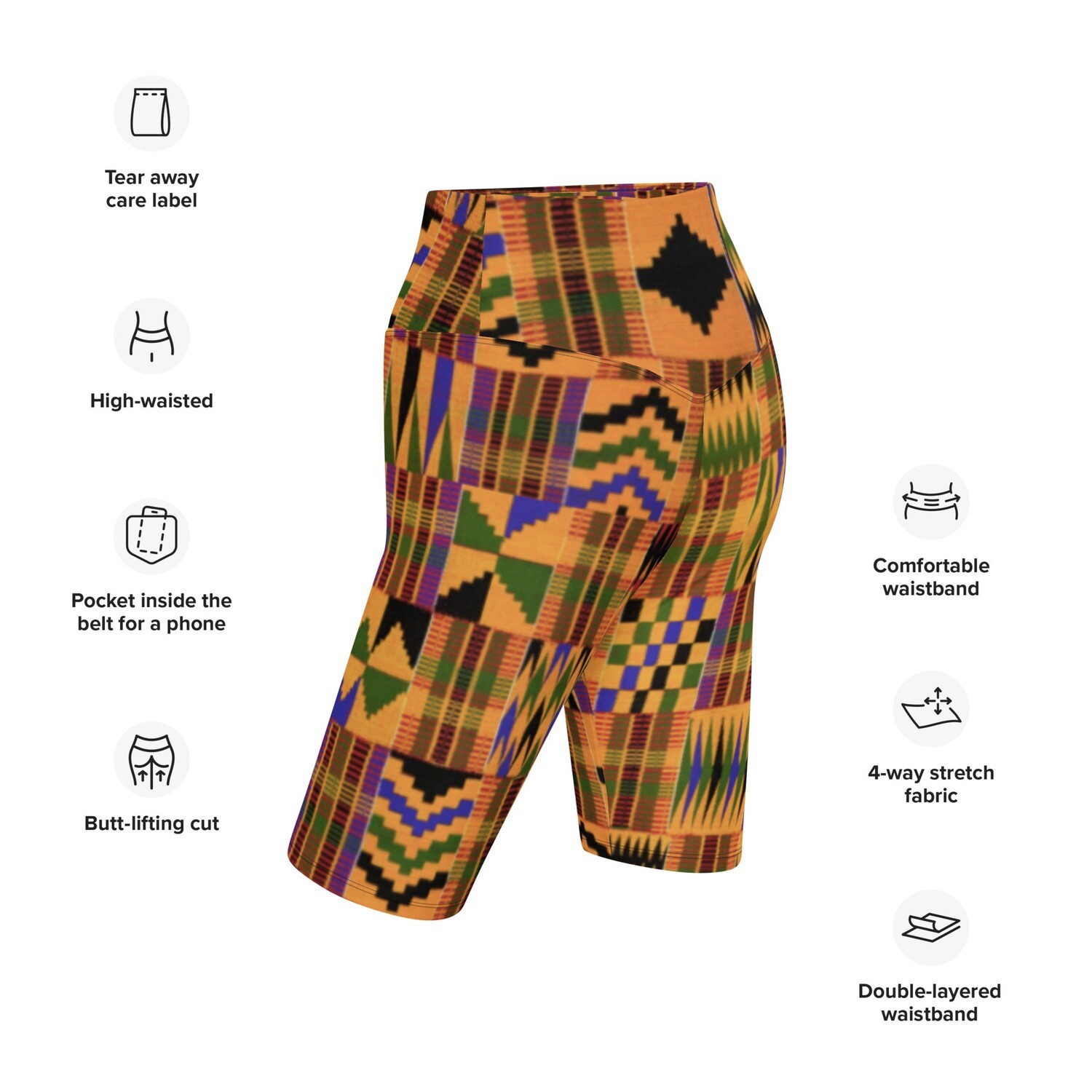 Morowa Kente African Print Biker Shorts