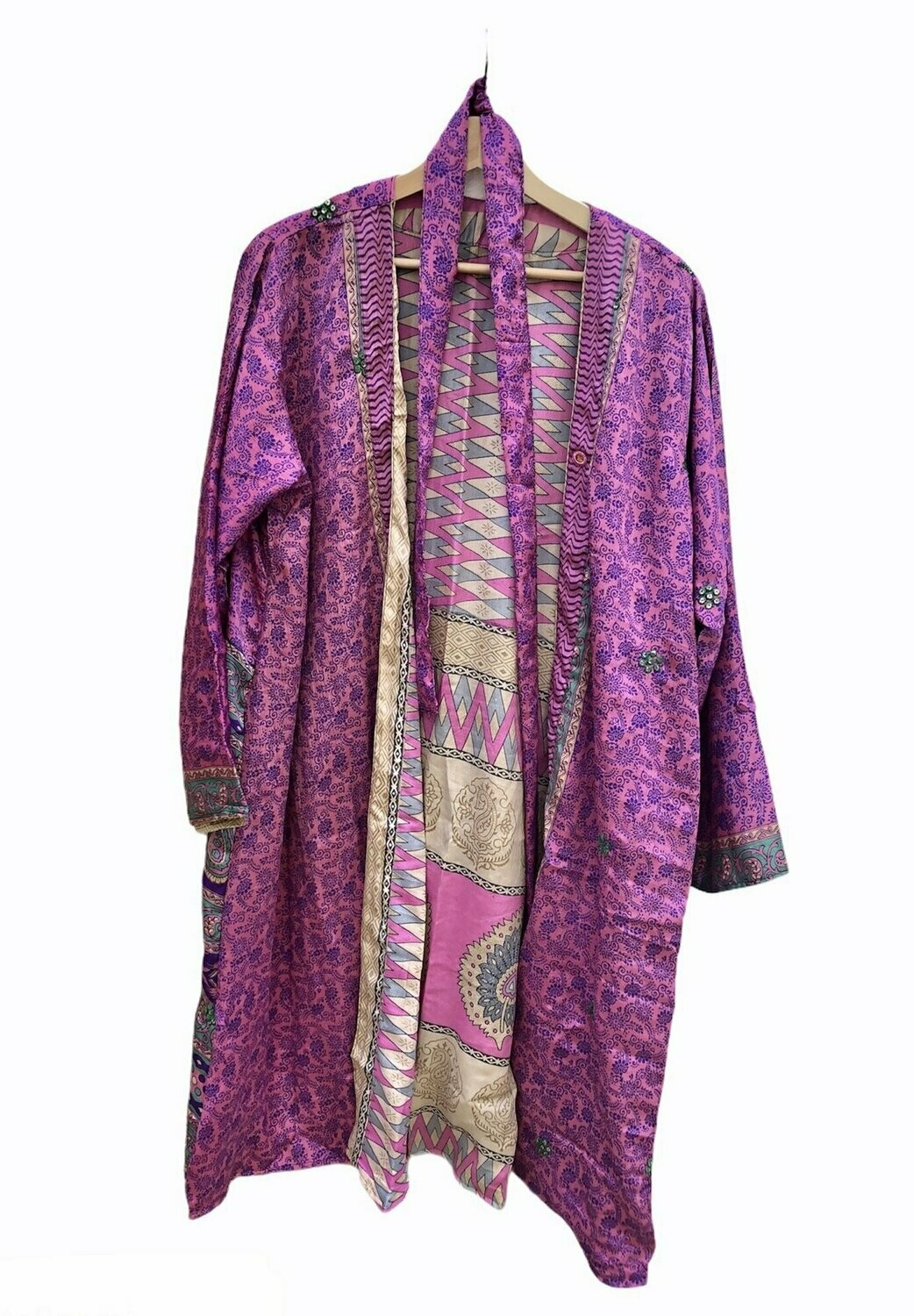 Kimono seda reversible púrpura