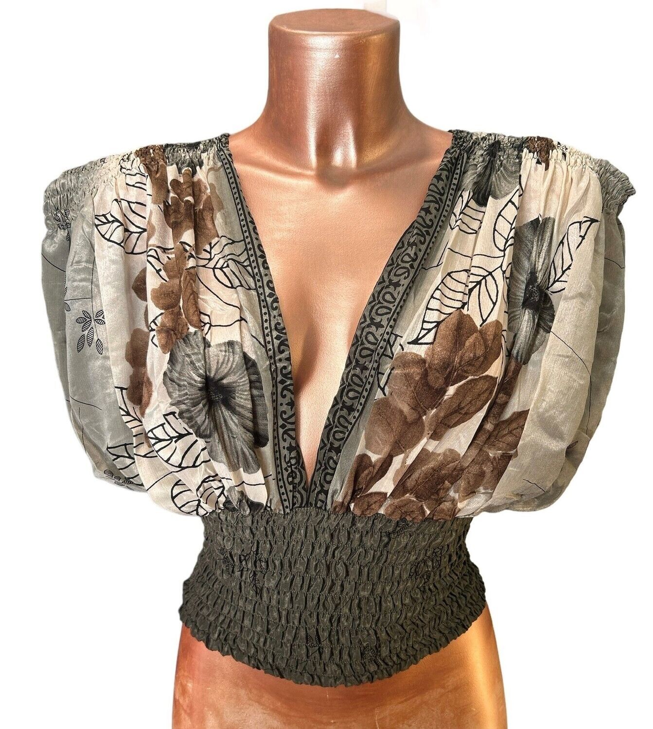 Blusa seda escote