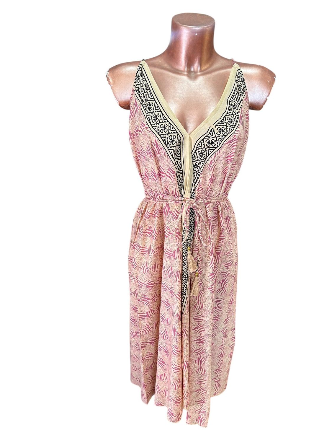 Vestido corto algodón blockprint