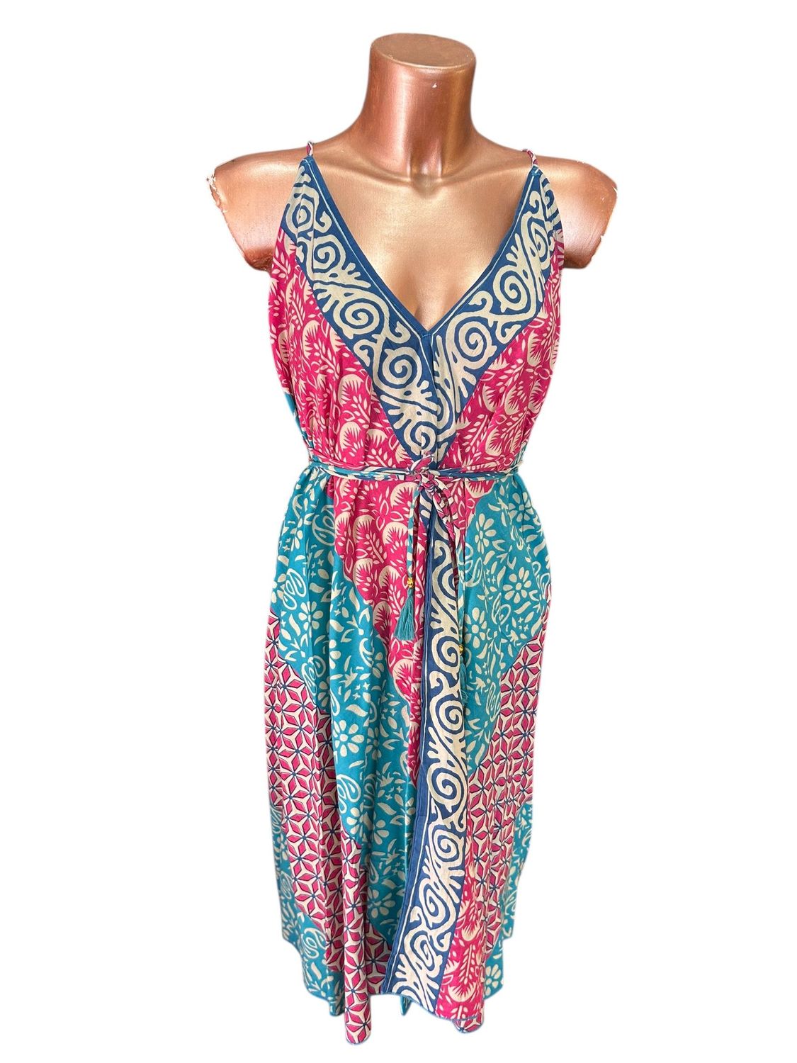 Vestido corto algodón blockprint
