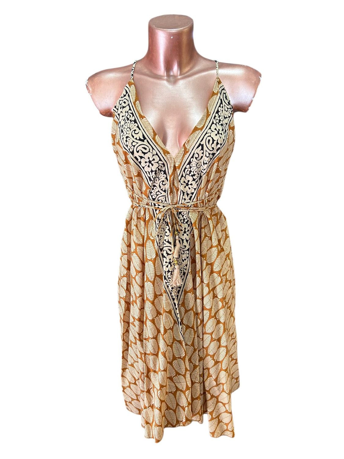 Vestido corto algodón blockprint