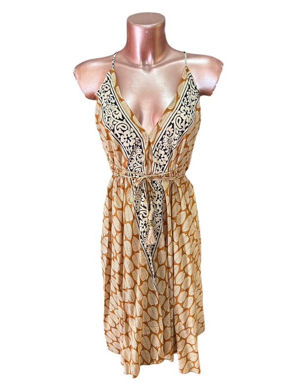 Vestido corto algodón blockprint
