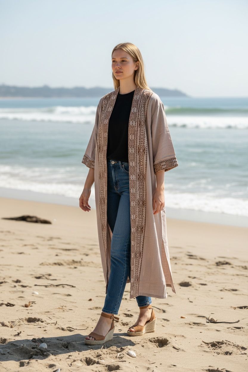 Kimono algodón orgánico blockprint