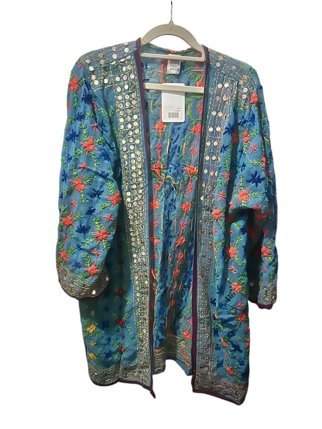 Kimono bordado midi