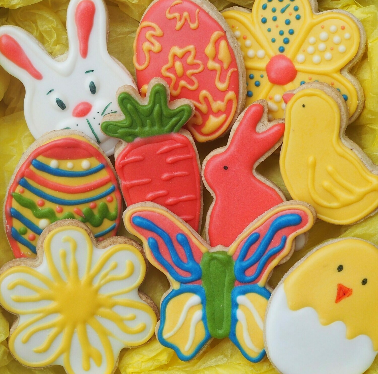 Vegan decorated Easter sugar cookies.GLUTEN FREE available.