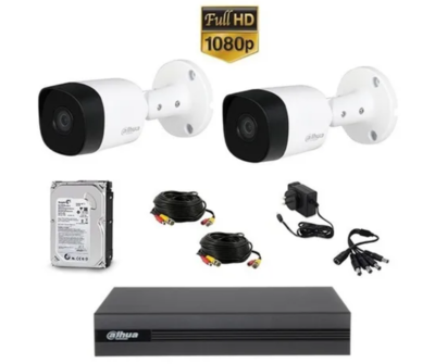 Kit Seguridad Dahua Cctv Dvr 4ch + 2 Camara 2mp 1080p+disco