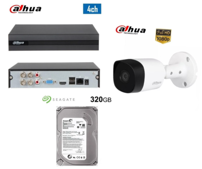 Kit Seguridad Dahua Dvr 4 + Disco + 1 Camaras 2mp Exterior