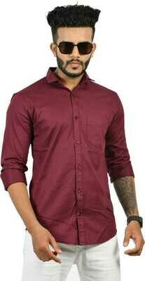 Men Slim Fit Solid Casual Shirt (Maroon)