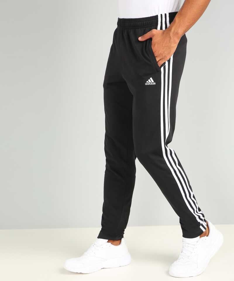Adidas Solid & Casual Men Black & White Track Pants