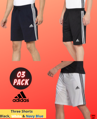 ADIDAS Solid Men Sports Shorts (White, Black, Blue) 3-Pack