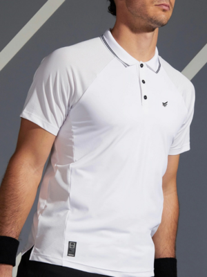 SANMIG Men White Solid Tennis Polo T-Shirt Dry 500