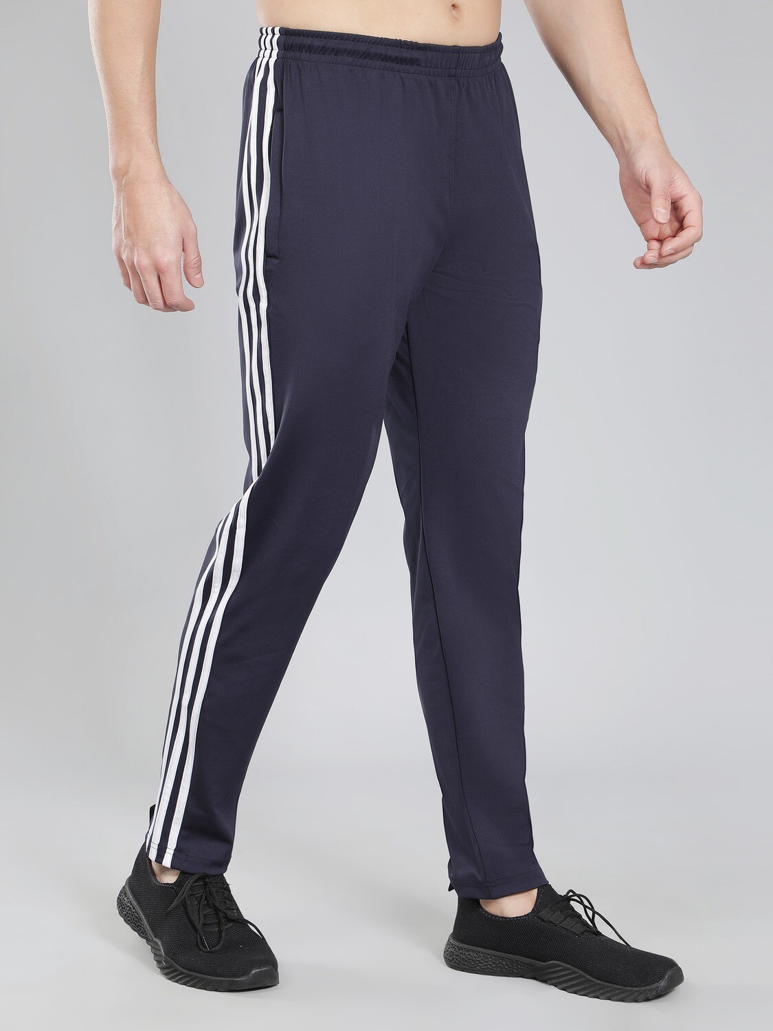 Adidas Solid Casual Men Track Pants color Black Navy Blue
