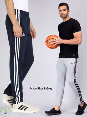Adidas Men Track Pants Combo (Navy Blue&amp; Grey)