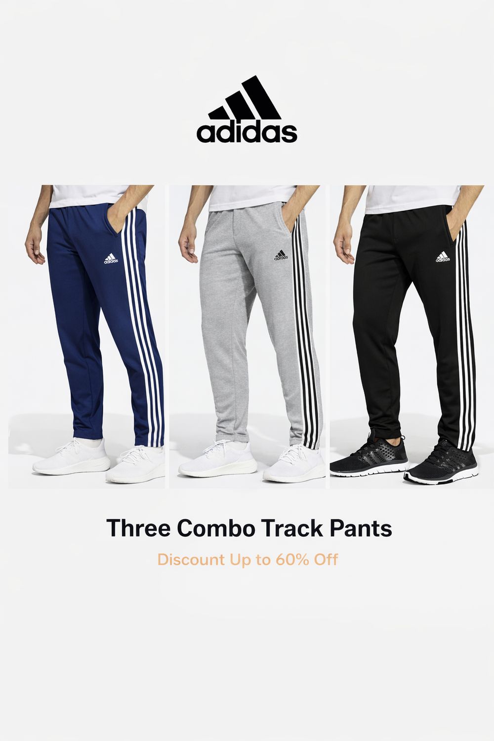 Adidas Men Track Pants Combo (3 Pcs) – Casual Wear