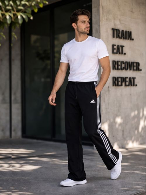 Adidas Men Bootcut Track Pants (Colour : Black)
