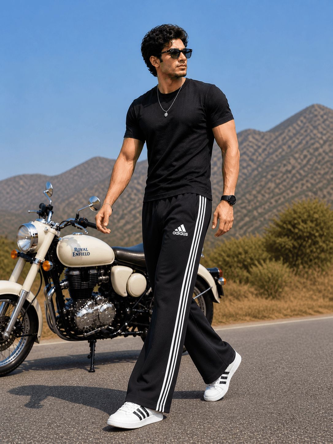 Adidas Men Bootcut Track Pants (Colour : Black)
