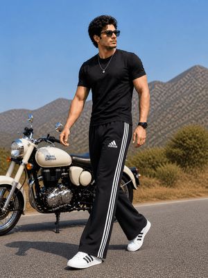 Adidas Men Bootcut Track Pants (Colour : Black)