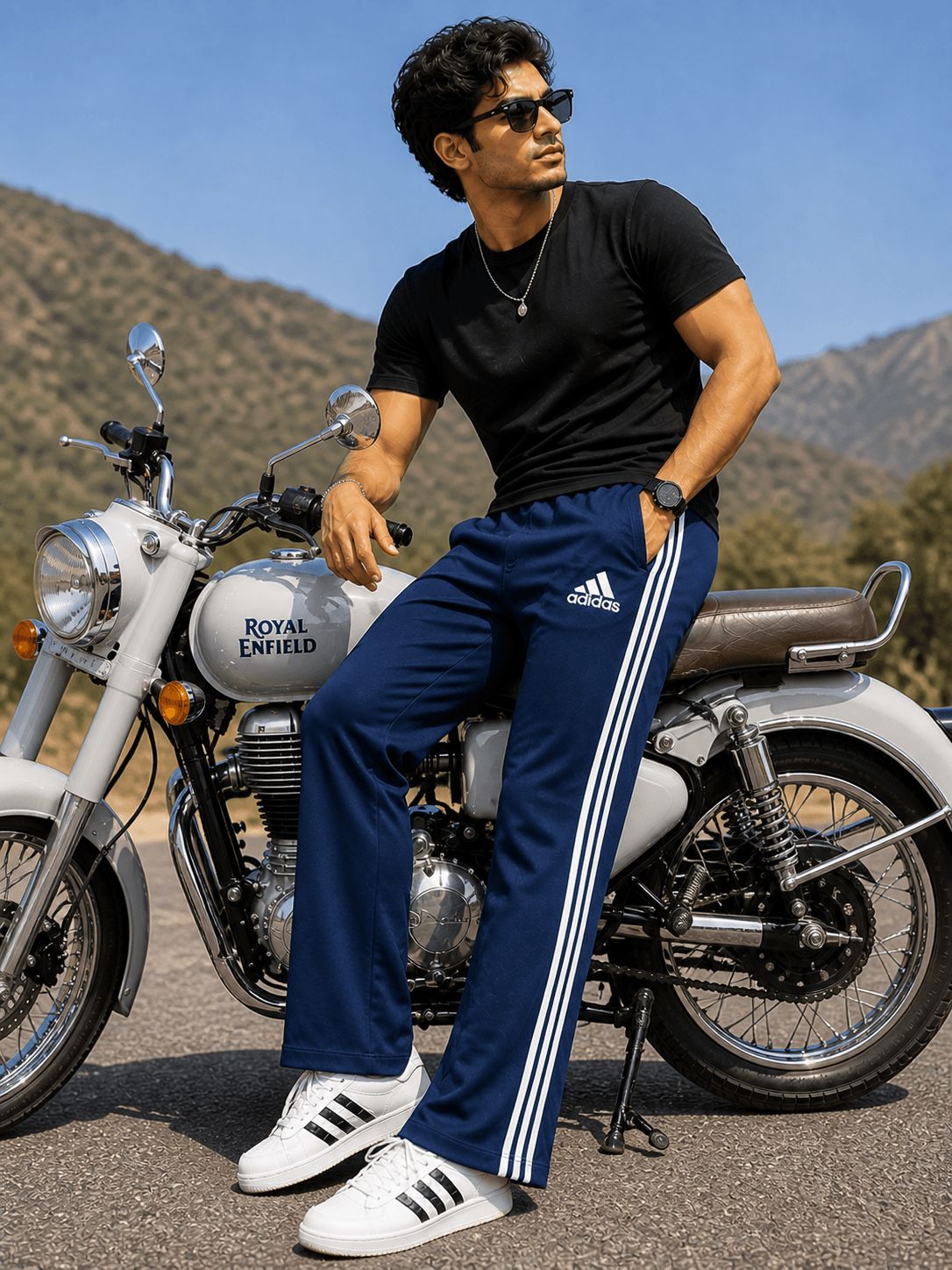Adidas Men Bootcut Track Pants (Colour :Navy Blue)