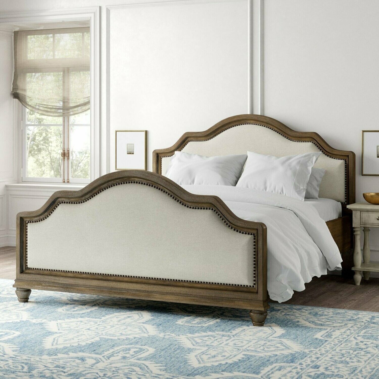 Belgian Linen Upholstered Bed - Sheesham